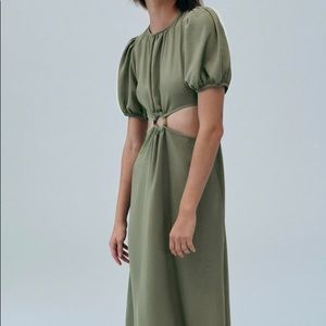 RARE sold out Zara cut our khaki jungle green dress